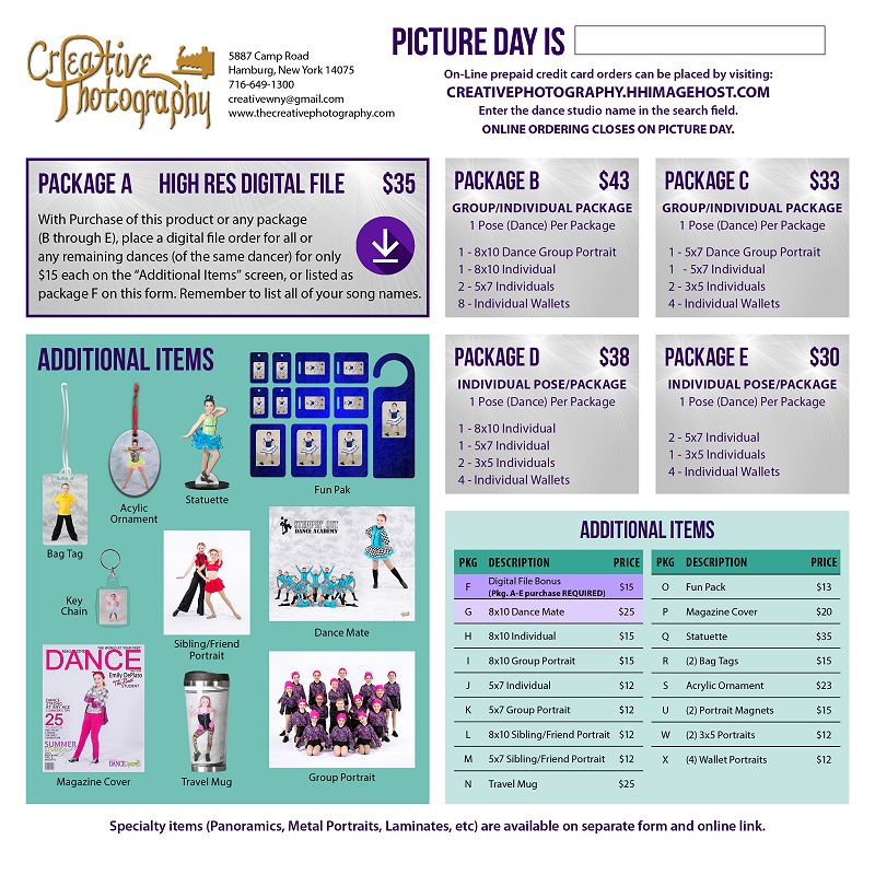 Creative Photography dance photo prepay packages